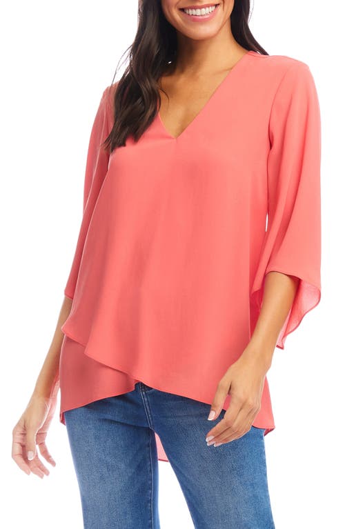 Karen Kane Crossover Hem Asymmetric Top In Salmon