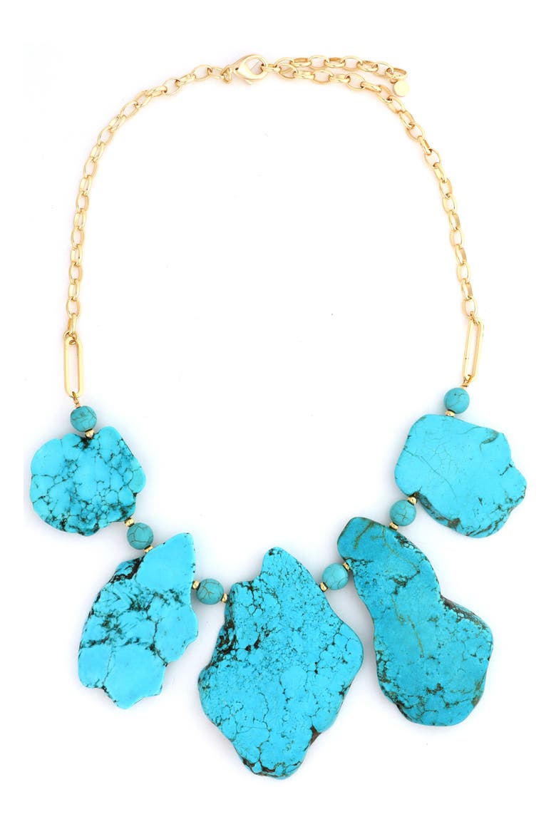 Turquoise Nugget Statement Necklace, Main, color, TURQUOISE