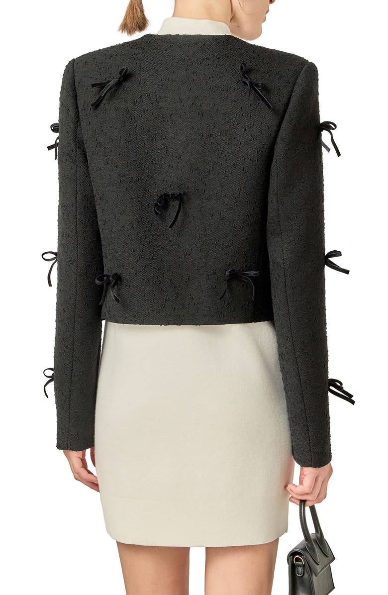 English Factory Bow Jacket, Alternate, color, Black/ Grey