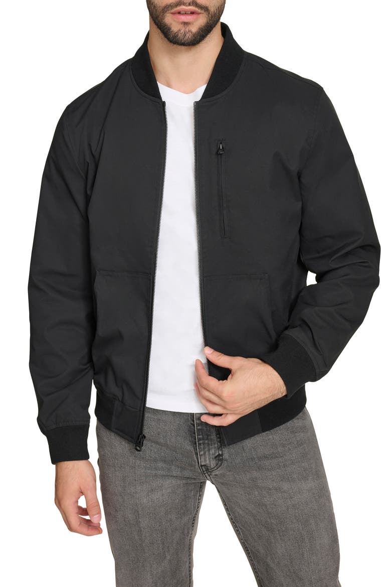Oxford Water Resistant Bomber Jacket, Alternate, color, BLACK