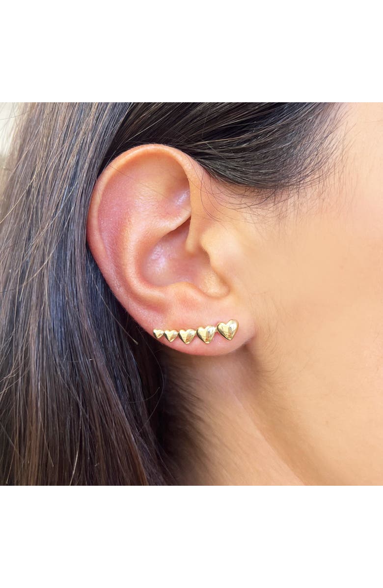 The Lovery Fine Jewelry Heart Ear Climber Earrings, Alternate, color, Yellow Gold