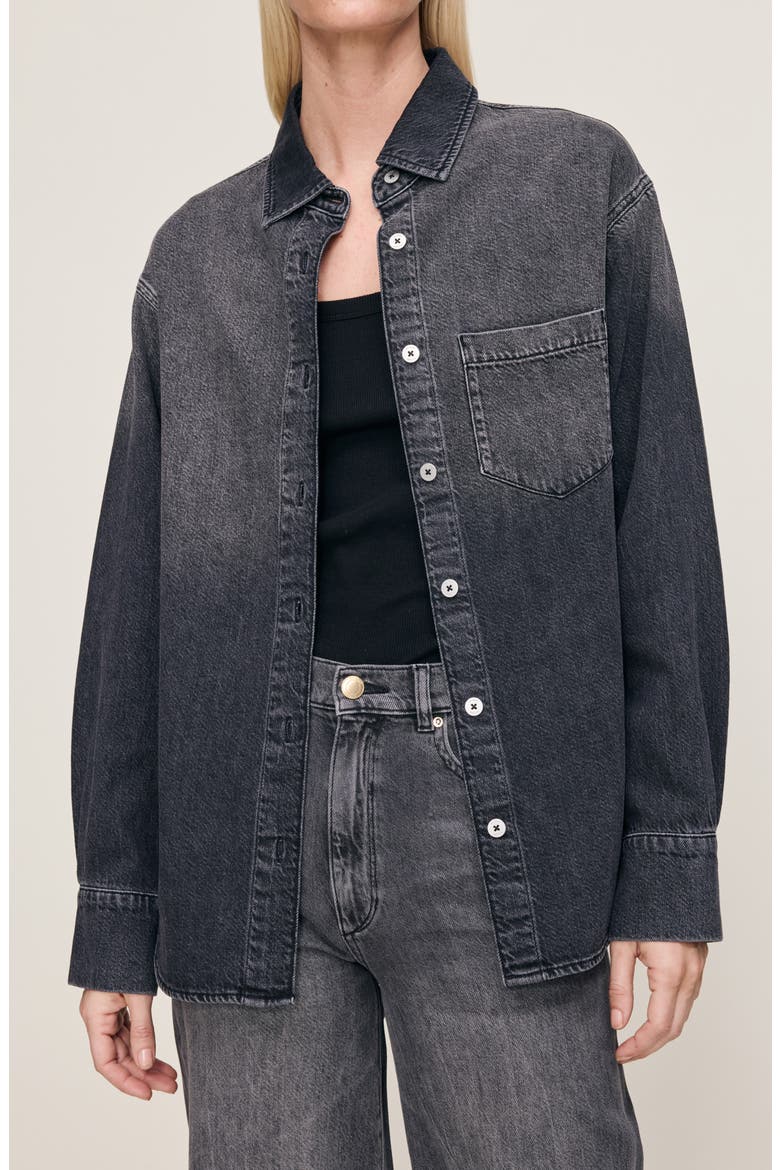 Faye Denim Shirt, Alternate, color, NIGHTSHADE AURA