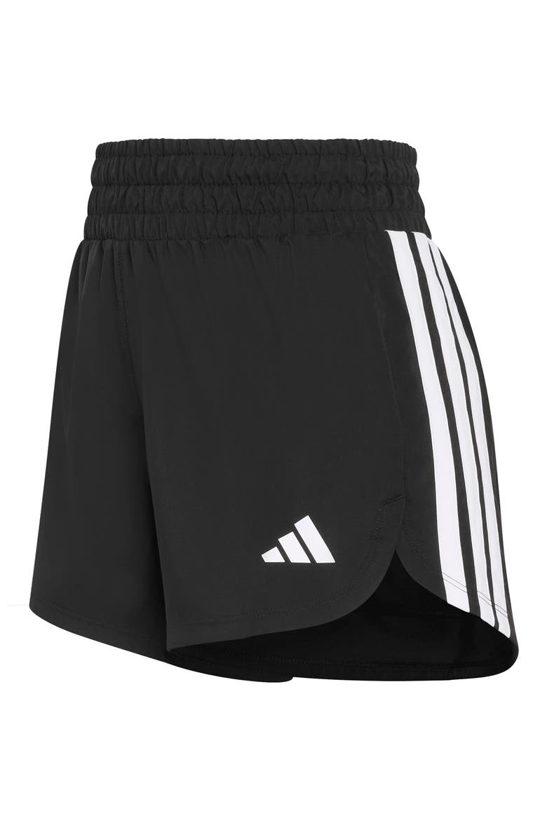 Pacer High Waist Climacool Shorts, Alternate, color, BLACK/ WHITE