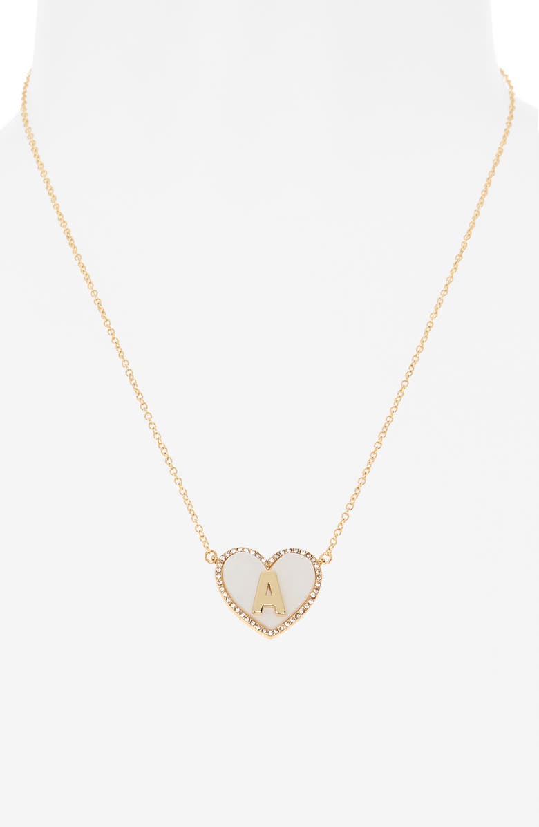 BaubleBar Heart Initial Pendant Necklace, Alternate, color, Gold A