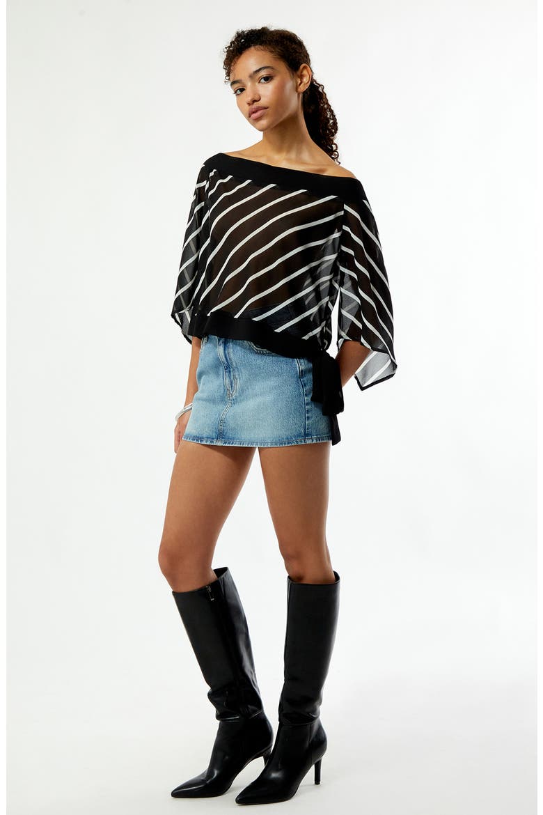 Ken Stripe One-Shoulder Top, Alternate, color, BLACK STRIPE