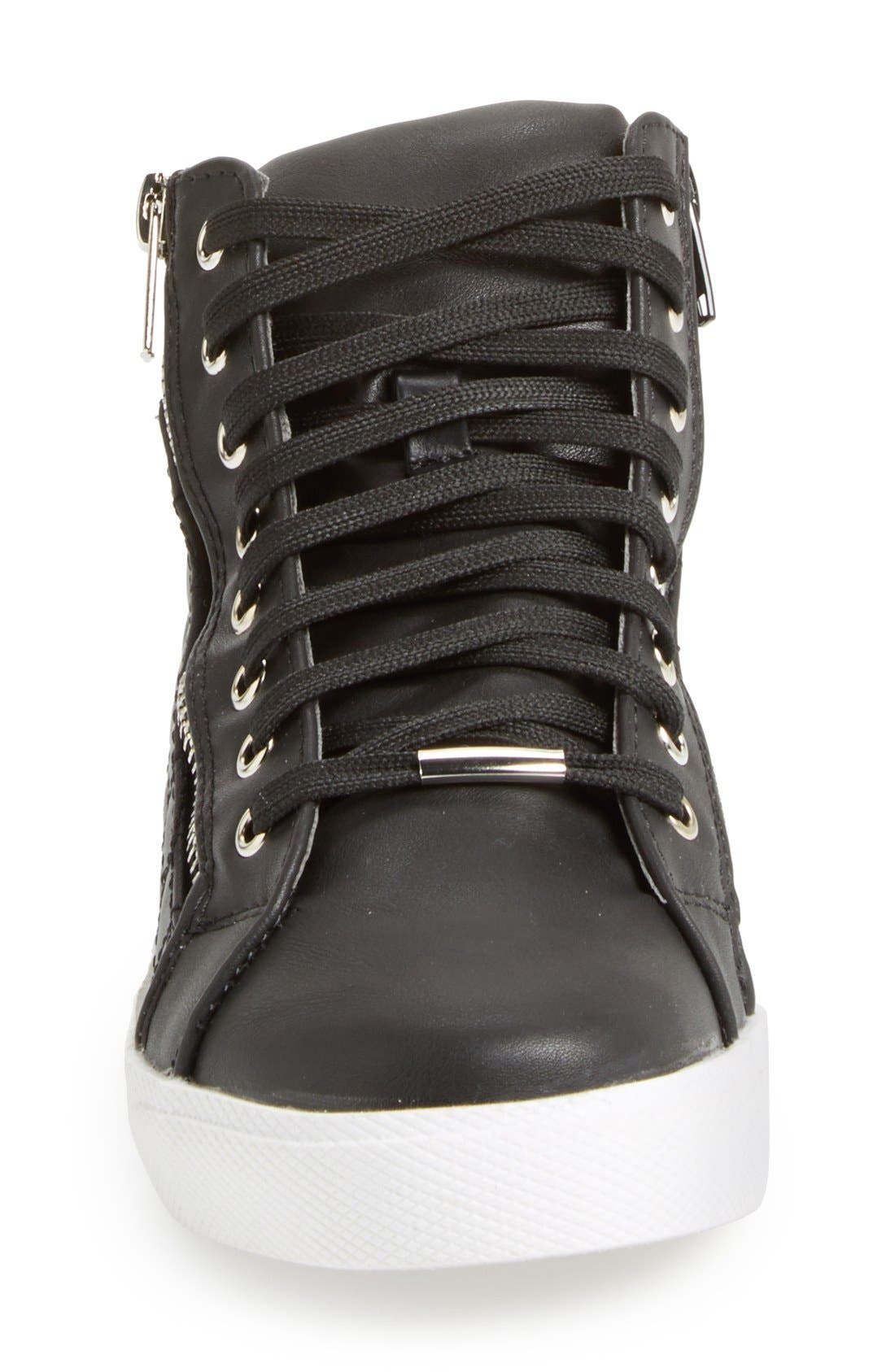 'Decaf' Quilted High Top Sneaker, Alternate, color, BLACK