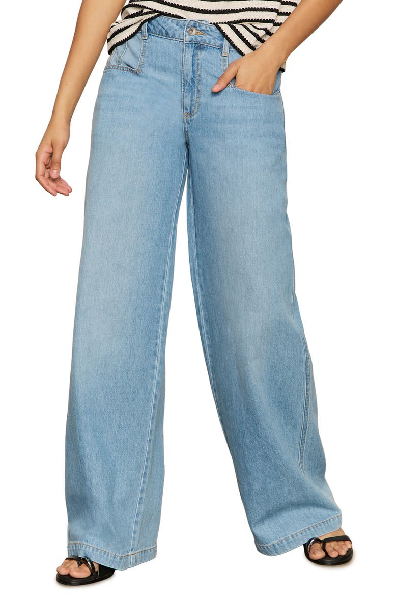 Highland Seamed Pocket Wide Leg Jeans, Main, color, SAIL AWAY