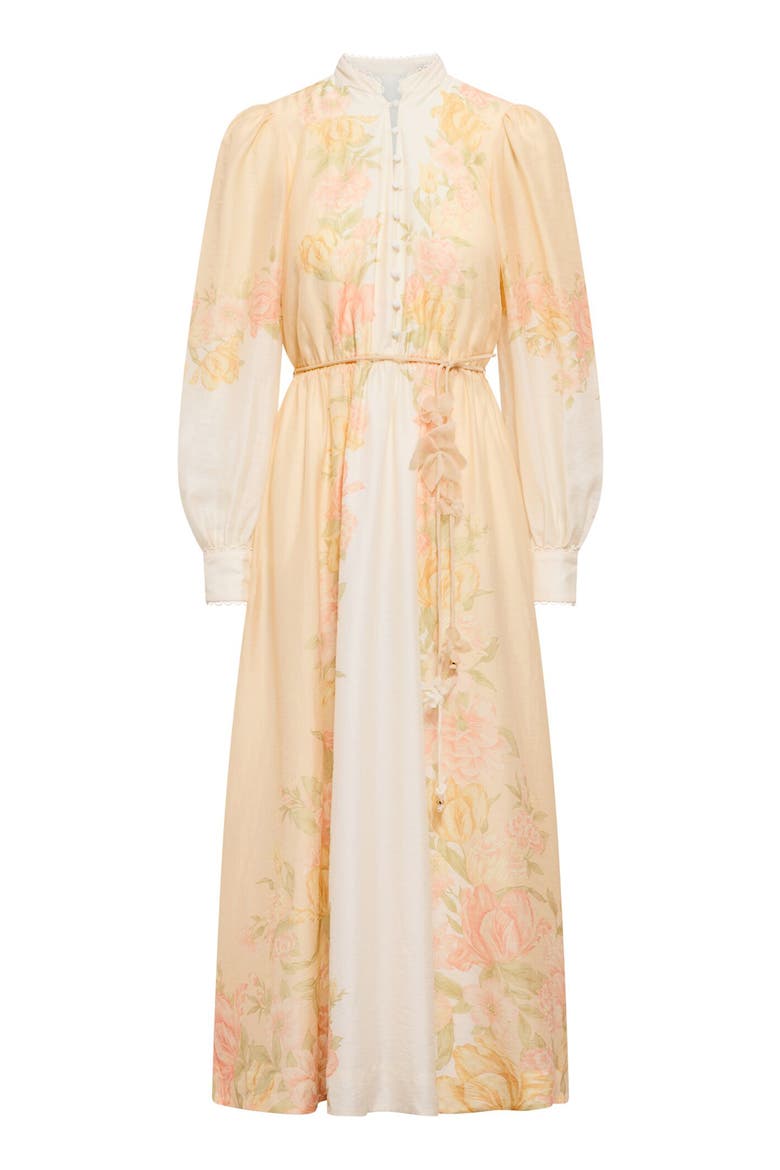 Courtney Placed Floral Long Sleeve Dress, Alternate, color, PEACH MERCIA FLORAL