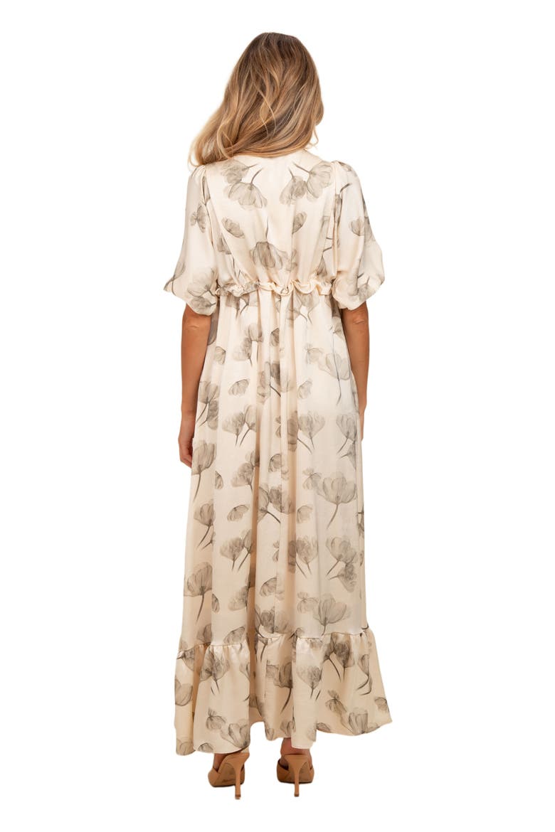 Floral Chiffon Ruffle Accent Maxi Dress, Alternate, color, Cream