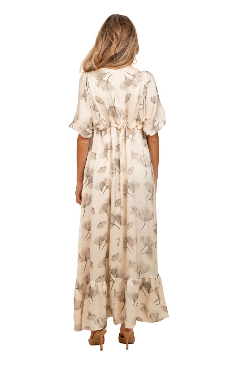 PinkBlush Floral Chiffon Ruffle Accent Maxi Dress, Alternate, color, Cream
