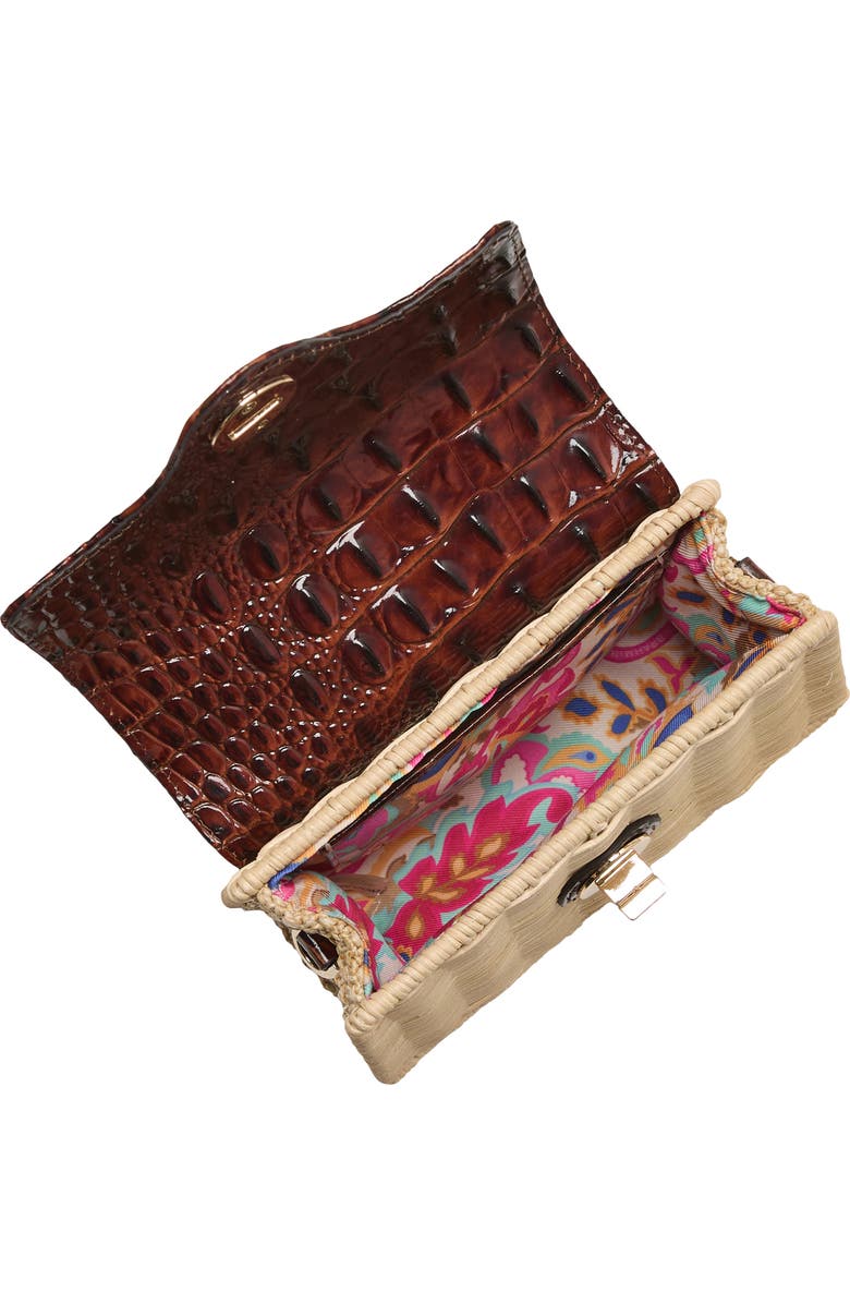 Brahmin Liliana Croc Embossed Leather & Wicker Top Handle Bag, Alternate, color, Pecan