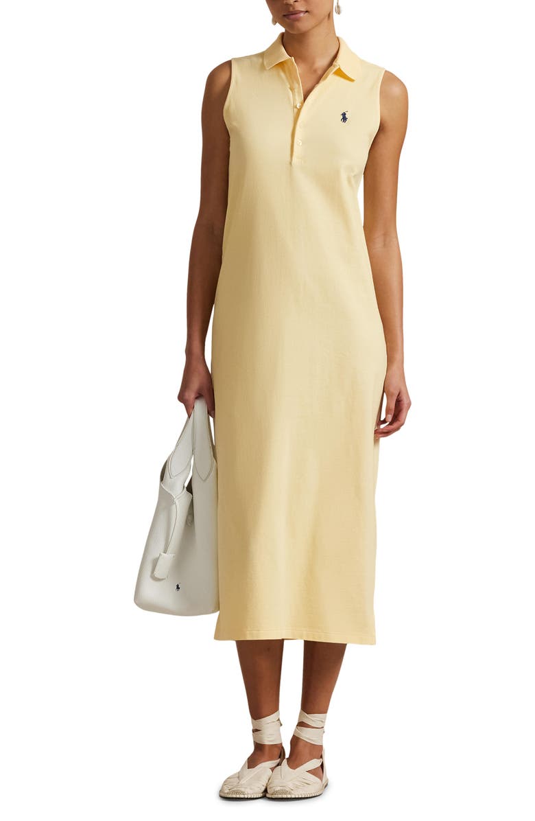 Polo Ralph Lauren Stretch Cotton Piqué Polo Dress, Main, color, Tbird Yellow