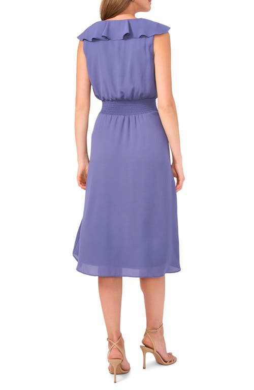Vince Camuto Women's V-neck Smocked Ruffled Midi Dress In Indigo
