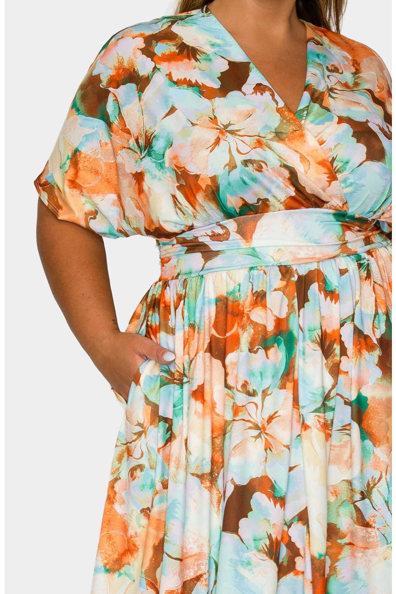 Minoa Floral Print Maxi Dress, Alternate, color, BROWN/ MINT
