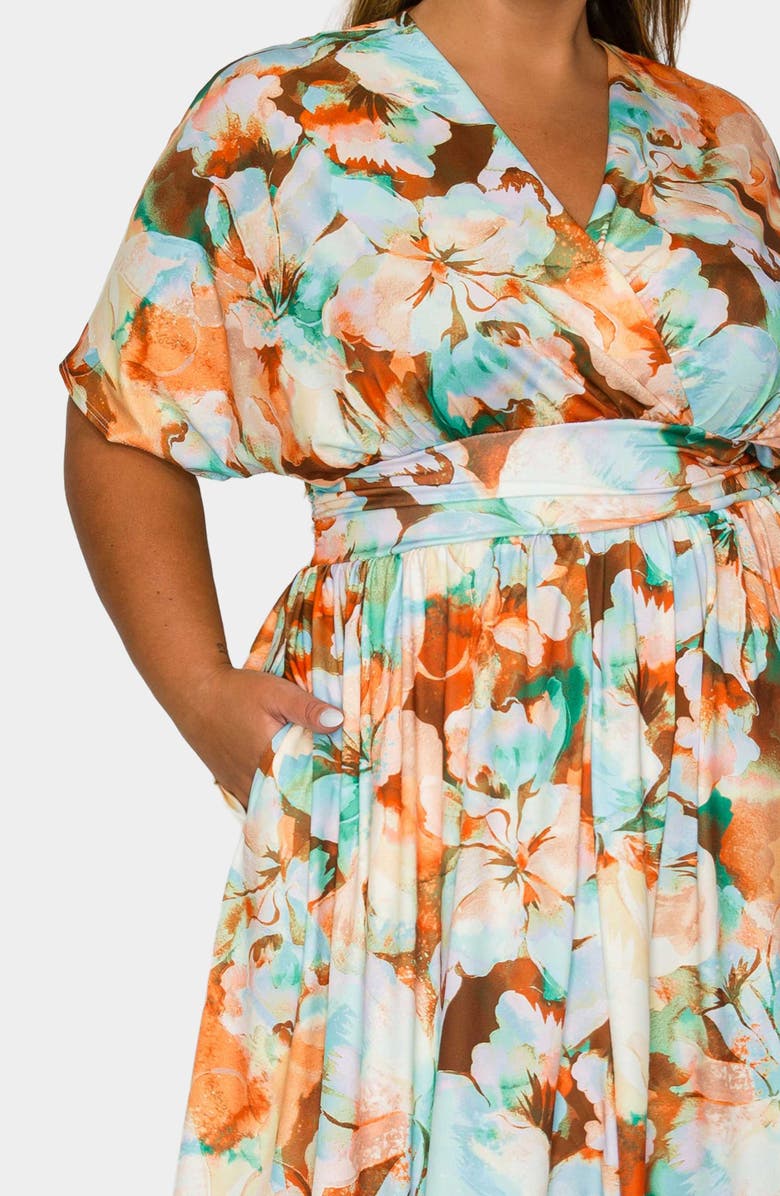 L I V D Minoa Floral Print Maxi Dress, Alternate, color, Brown/ Mint