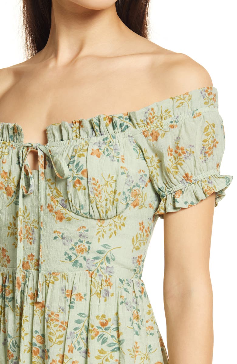 Lulus All Heart Floral Print Off the Shoulder Minidress, Alternate, color,