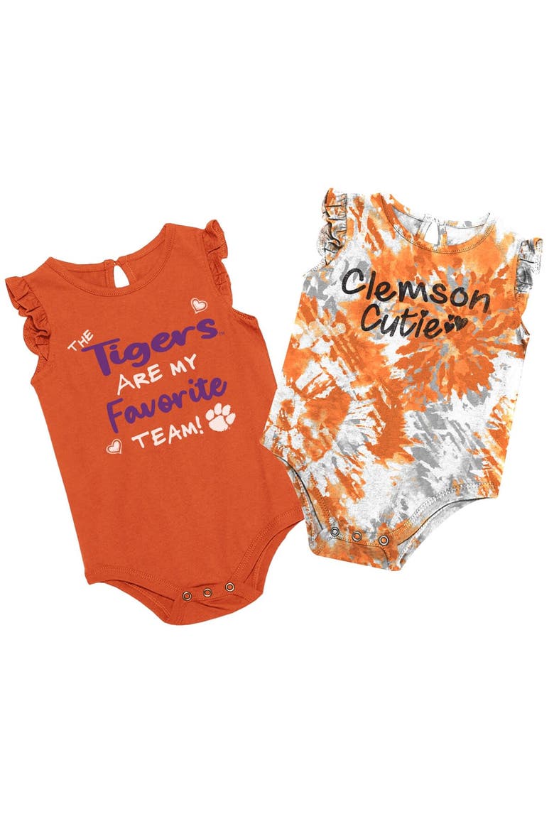 Girls Newborn & Infant Colosseum Orange Clemson Tigers Two Bits Two-Pack Bodysuit Set, Alternate, color, Orange