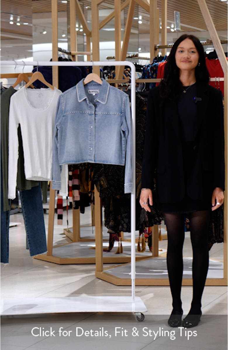 Faux Pearl Denim Crop Jacket, sales video thumbnail