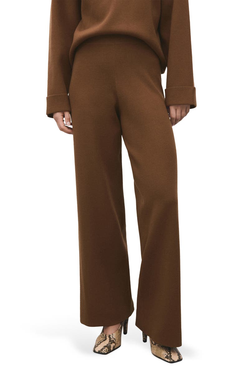 MANGO Straight Leg Knit Pants, Main, color, Caramel