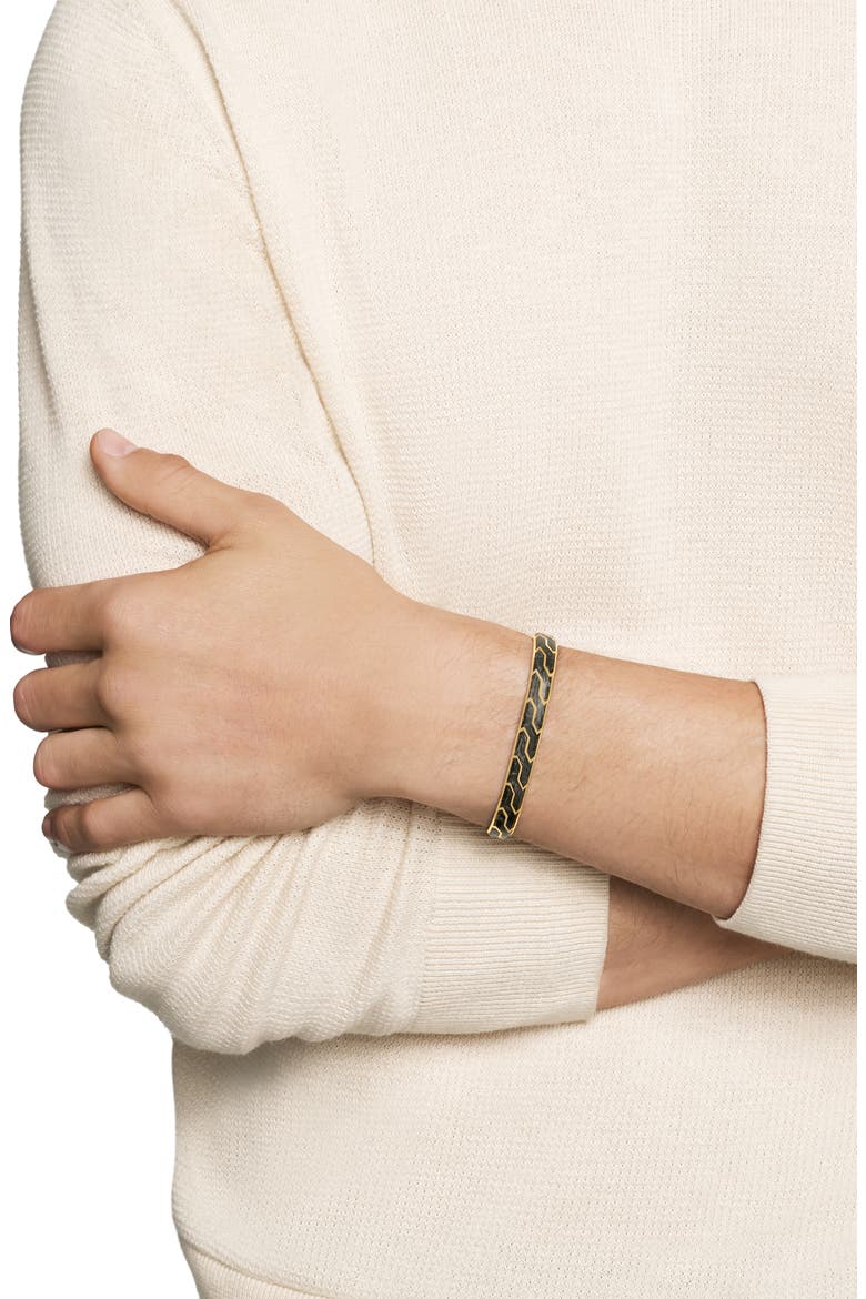 Forged Carbon Cuff Bracelet in 18K Yellow Gold, 8.5mm, Alternate, color, FORGED CARBON?