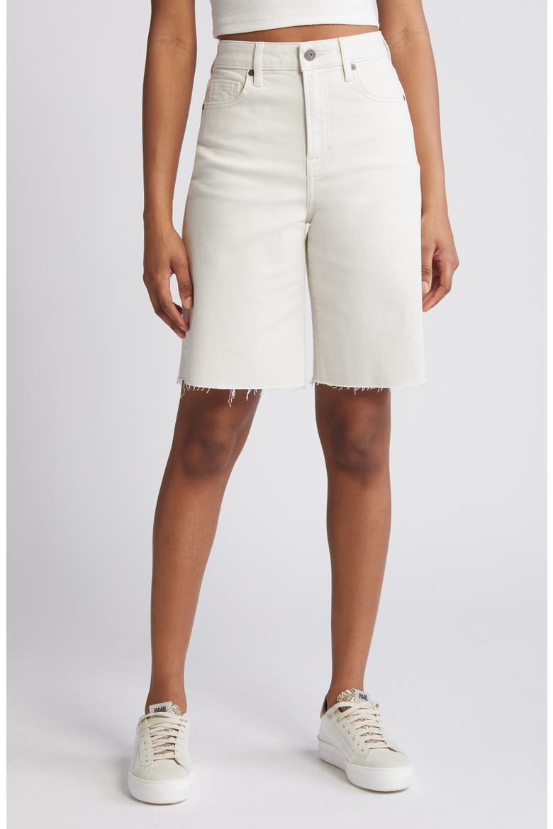 High Waist Bermuda Denim Shorts, Main, color, SEA SALT