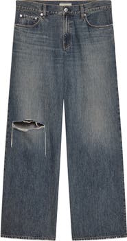 Helmut Lang Ripped Wide Leg Jeans