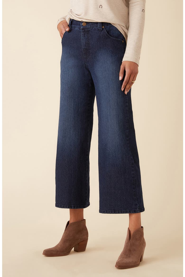 High Waist Crop Wide Leg Jeans, Alternate, color, DENIM