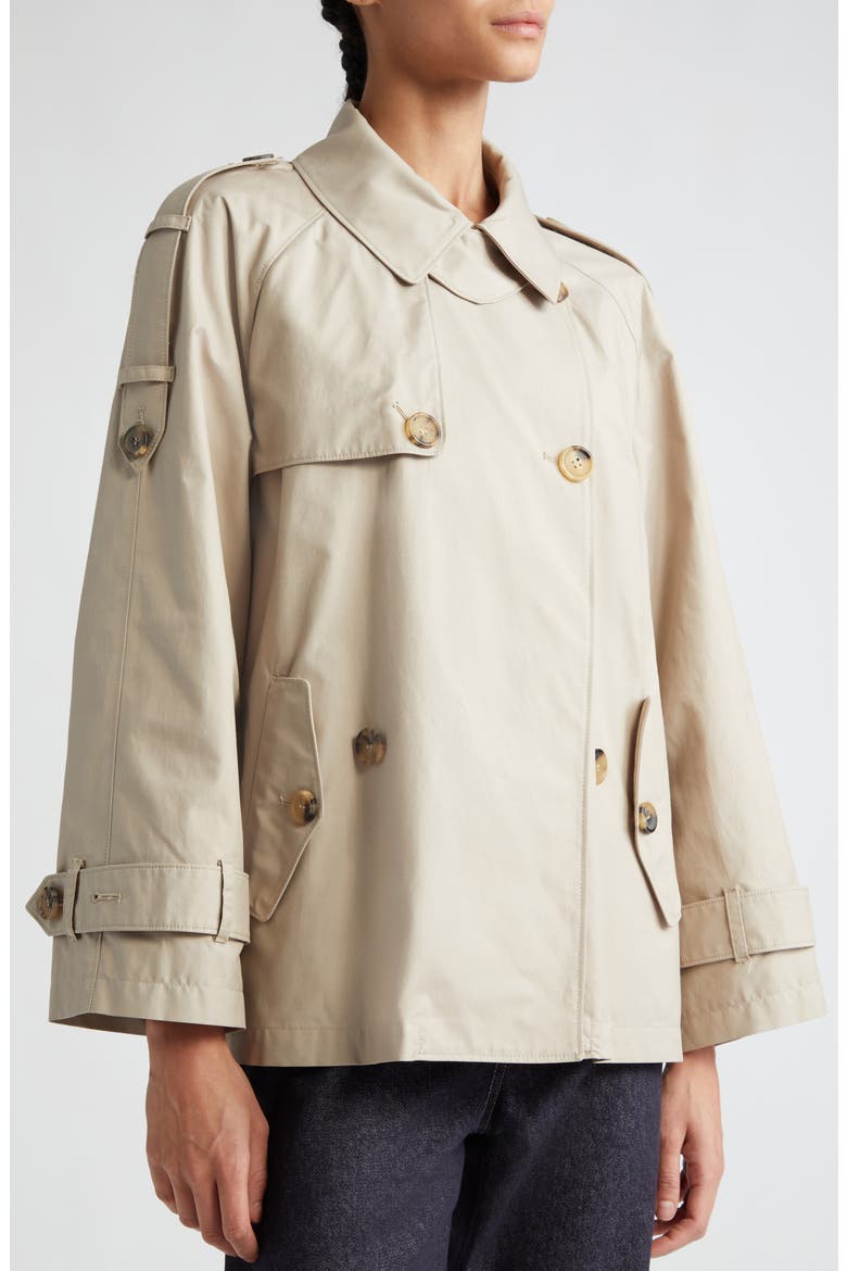 Double Breasted Water Resistant Short Swing Trench Coat, Alternate, color, BEIGE