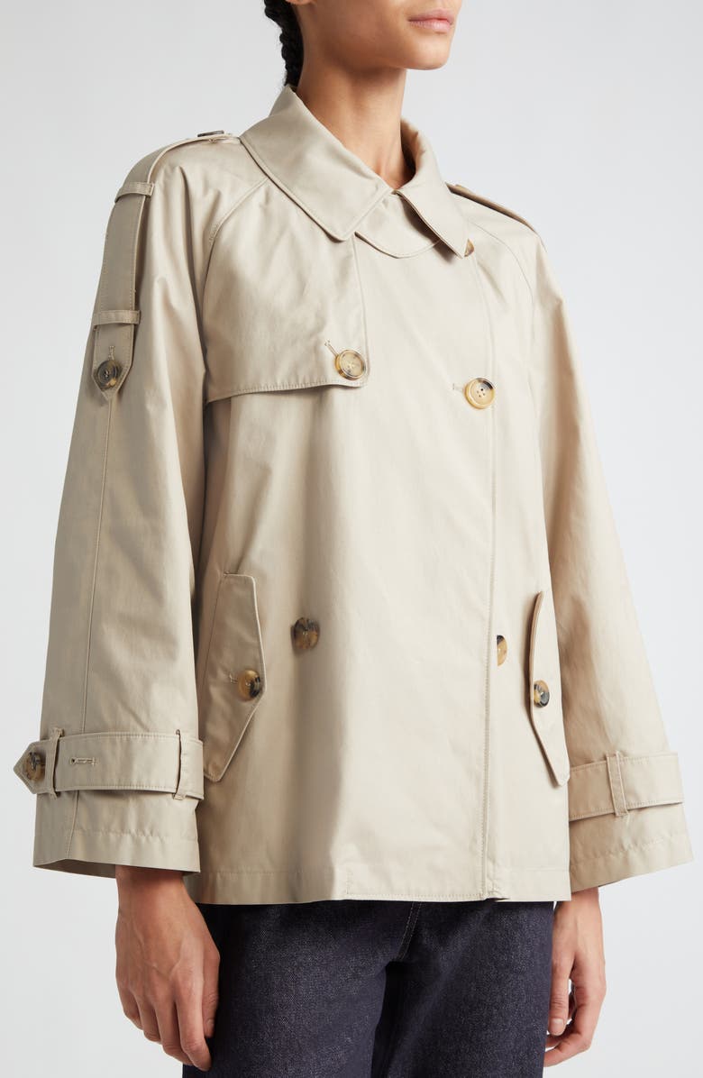 Max Mara Double Breasted Water Resistant Short Swing Trench Coat, Alternate, color,