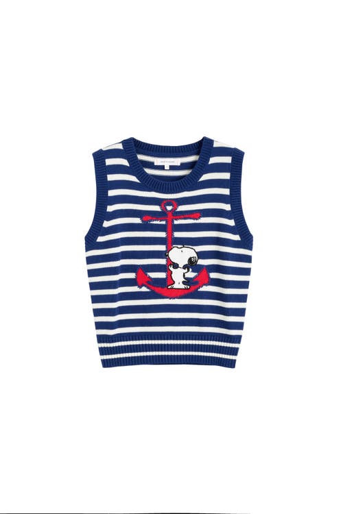 CHINTI & PARKER CHINTI & PARKER CHINTI MEETS PEANUTS EMBROIDERED SNOOPY ANCHOR TANK 