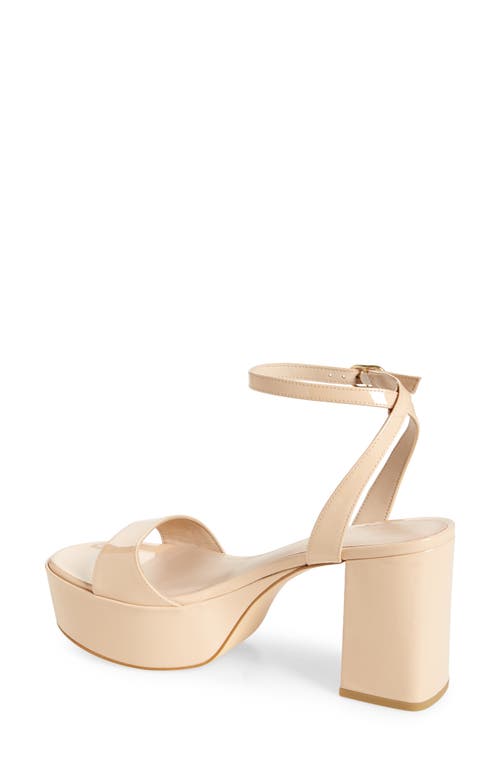 Stuart Weitzman Gala Mid Platform Sandal In Golden Beige Patent