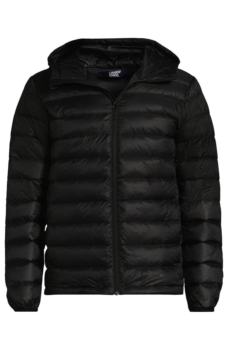 Lands' End Wanderweight Ultralight Packable Hooded Down Jacket, Alternate, color, Black