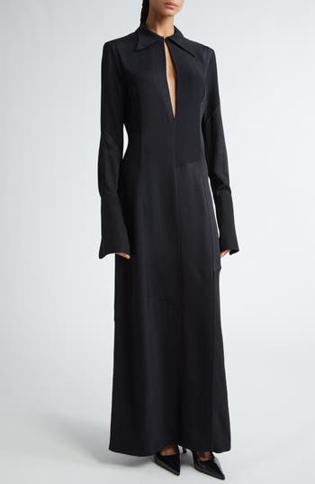 Bite Studios Block Long Sleeve Satin Maxi Dress