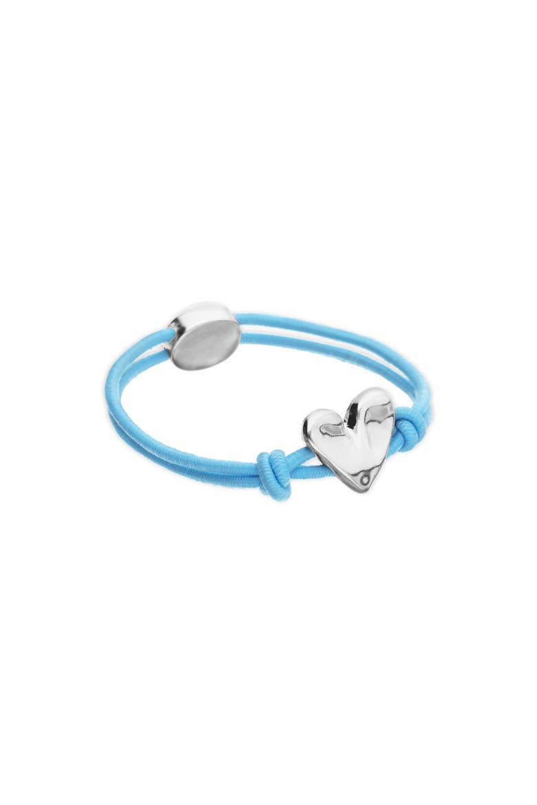 Elastic Thread Bracelet with Sterling Silver Plated Heart, Alternate, color, Blue