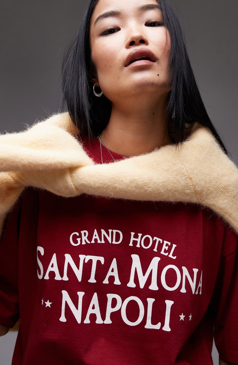 Topshop Santa Mona Napoli Oversize Graphic T-Shirt, Alternate, color, 