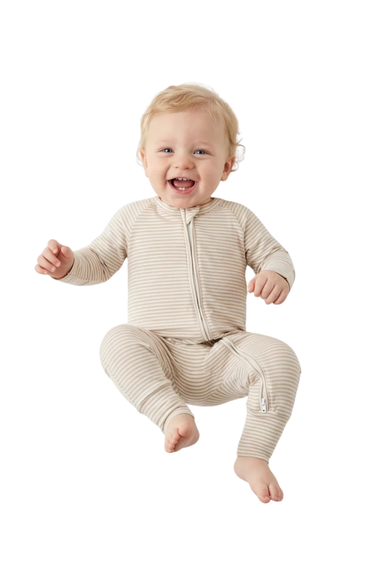 Long Sleeve and Pants Sleeper, Main, color, Oatmeal Stripe