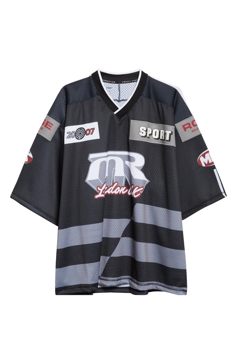 Martine Rose Oversize Hockey Jersey, Alternate, color, Black Grey