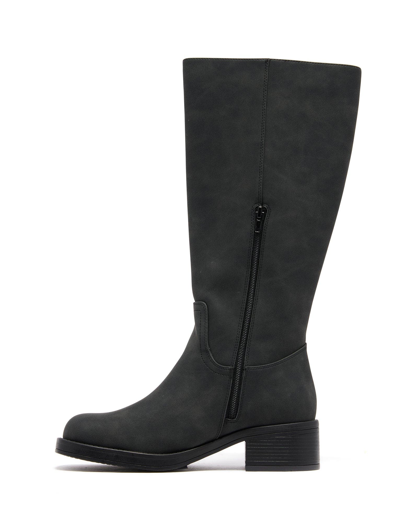 Therapy Australia Fever Square Toe Tall Boot, Alternate, color, Black Waxy Tumbled Pu