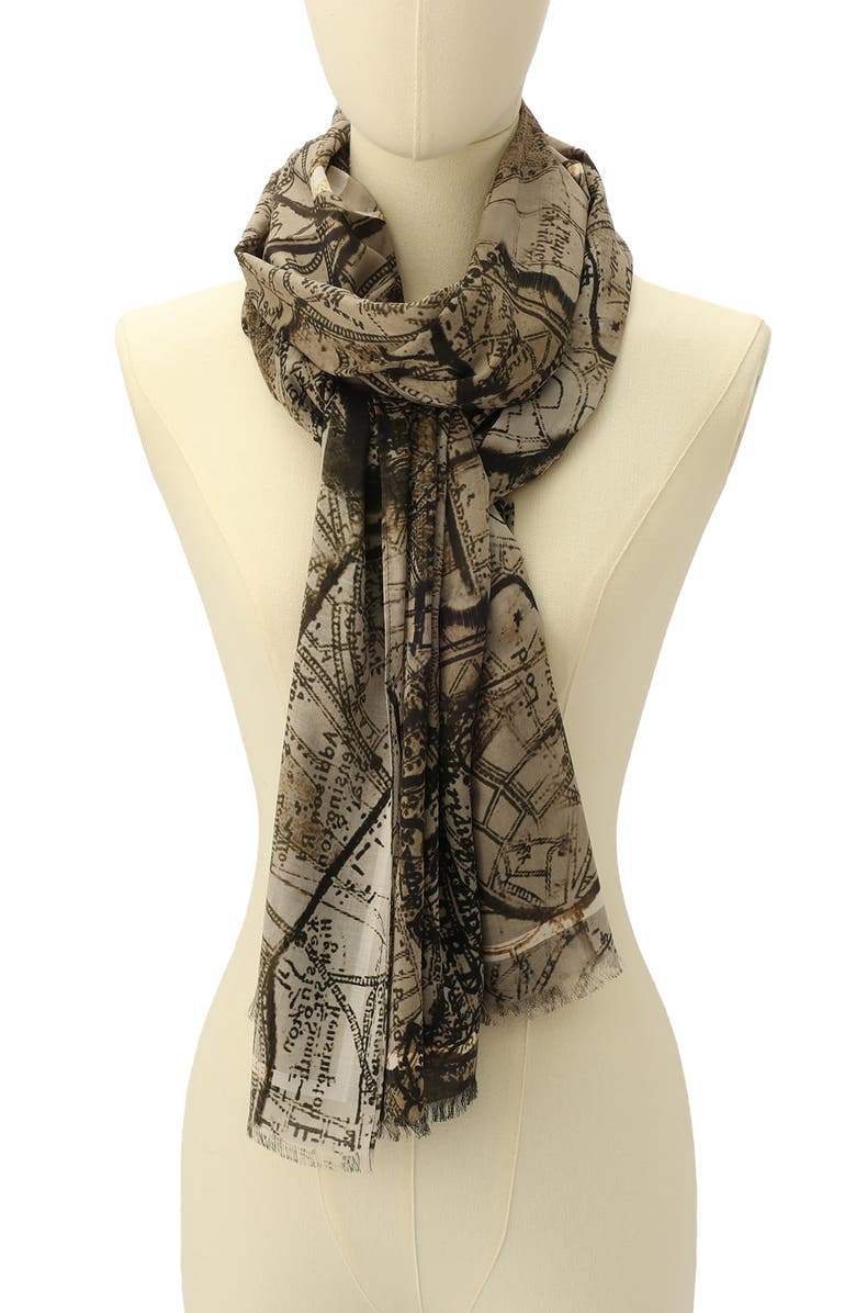 AllSaints Gianna Latte Brown Oblong Scarf, Alternate, color, 