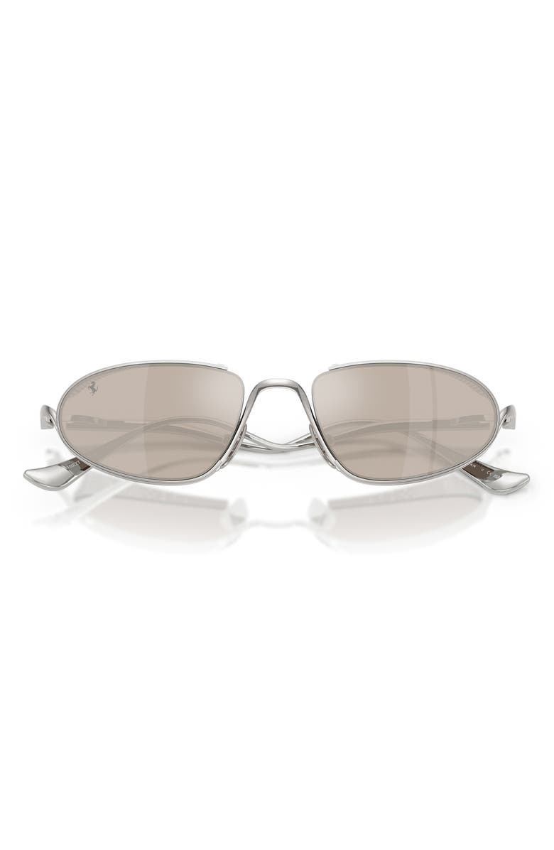 Ferrari 53mm Oval Sunglasses, Alternate, color, Silver / Grey