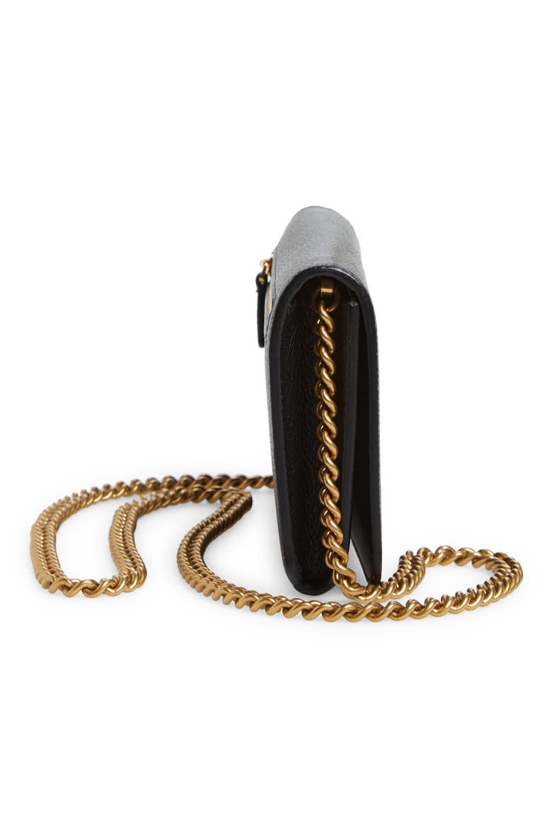 Everyday Calfskin Leather Wallet on a Chain, Alternate, color, BLACK/ WHITE