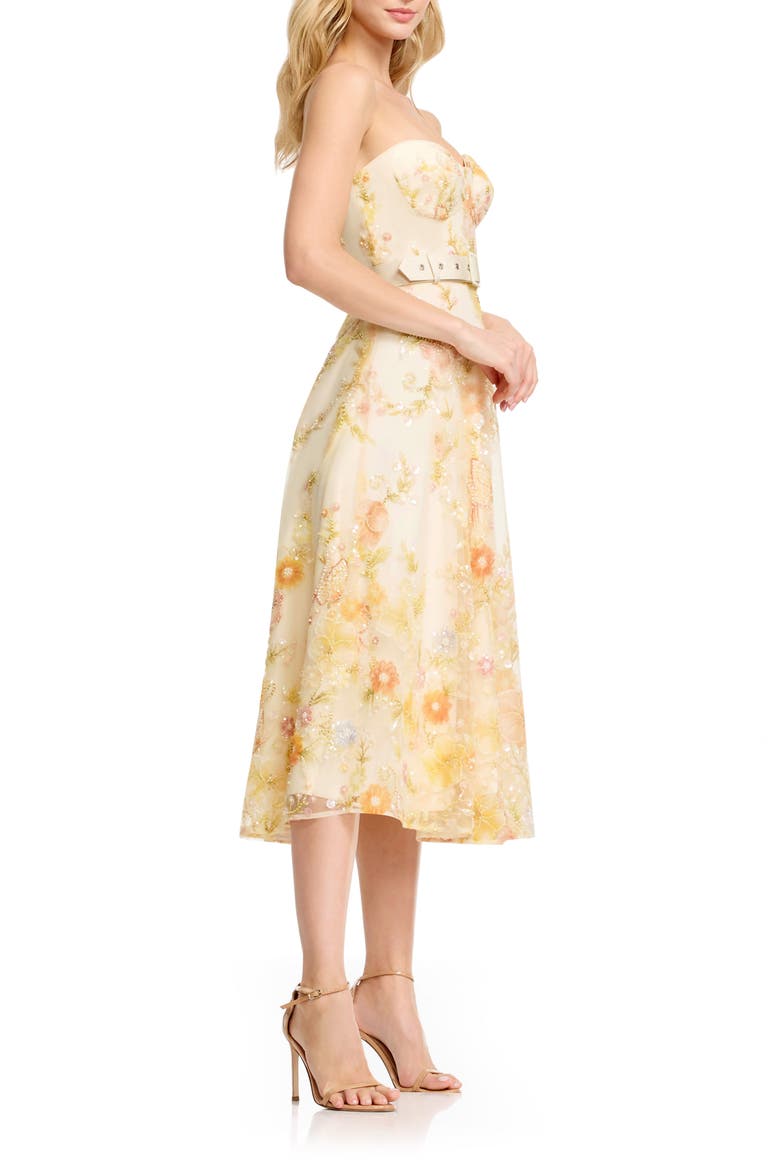 Mabel Strapless Floral Party Dress, Alternate, color, IVORY MULTI