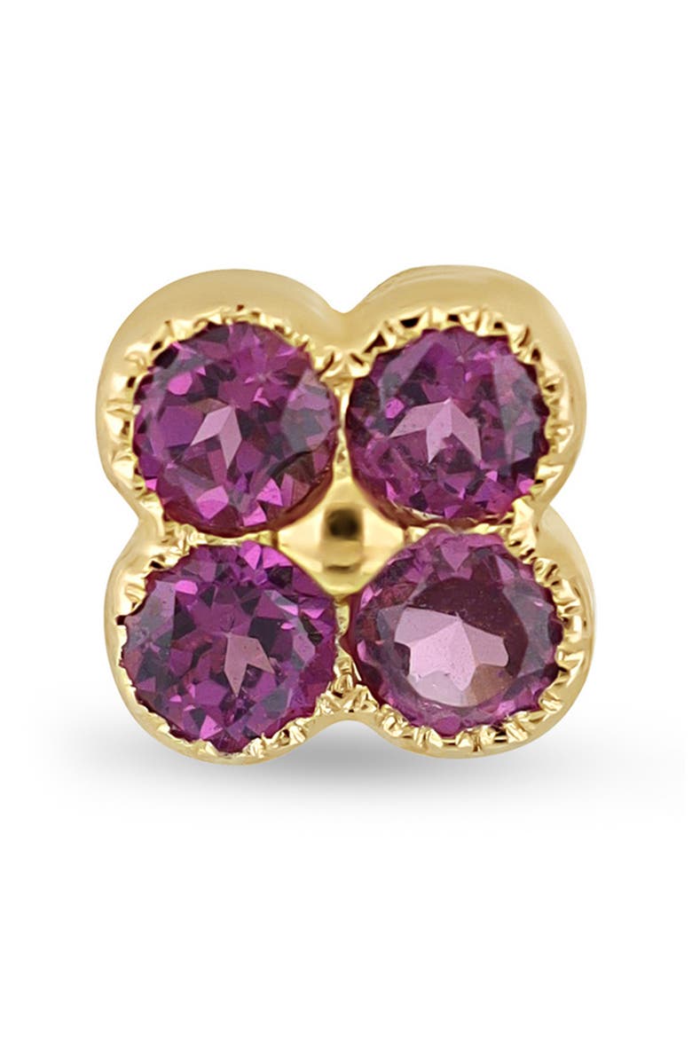 14k Gold Rhodolite Garnet Flower Stud Earrings, Alternate, color, 14KY
