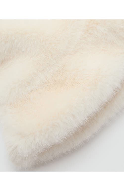Mango Faux Fur Bucket Hat In Ecru