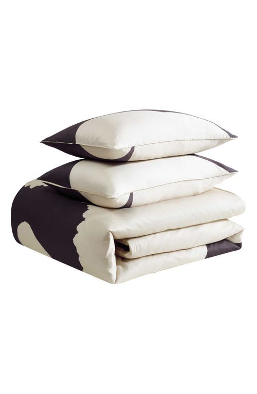 Marimekko Iso Unikko Cotton 3 Piece Duvet Cover Set, Full Queen In Open Charcoal