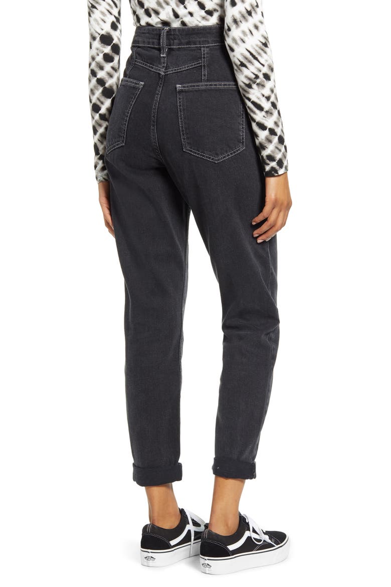 Urban Outfitters Acid Wash High Waist Nonstretch Mom Jeans, Alternate, color, BLACK