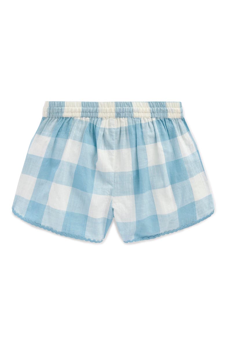 Kids' Embroidered Cotton Shorts, Alternate, color, BLUE GINGHAM