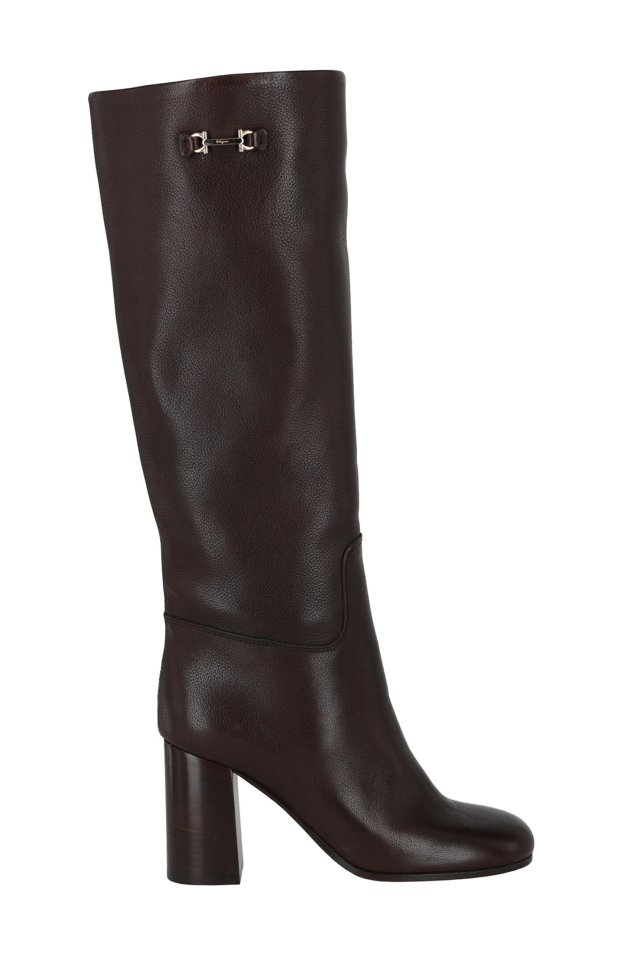 FERRAGAMO Ovidio Knee High Leather Boot, Alternate, color, Dark Brown