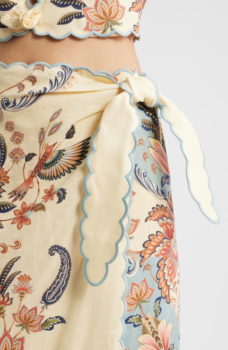 FARM Rio Boho Beauty Wrap Linen Maxi Skirt, Alternate, color, Boho Beauty Butter