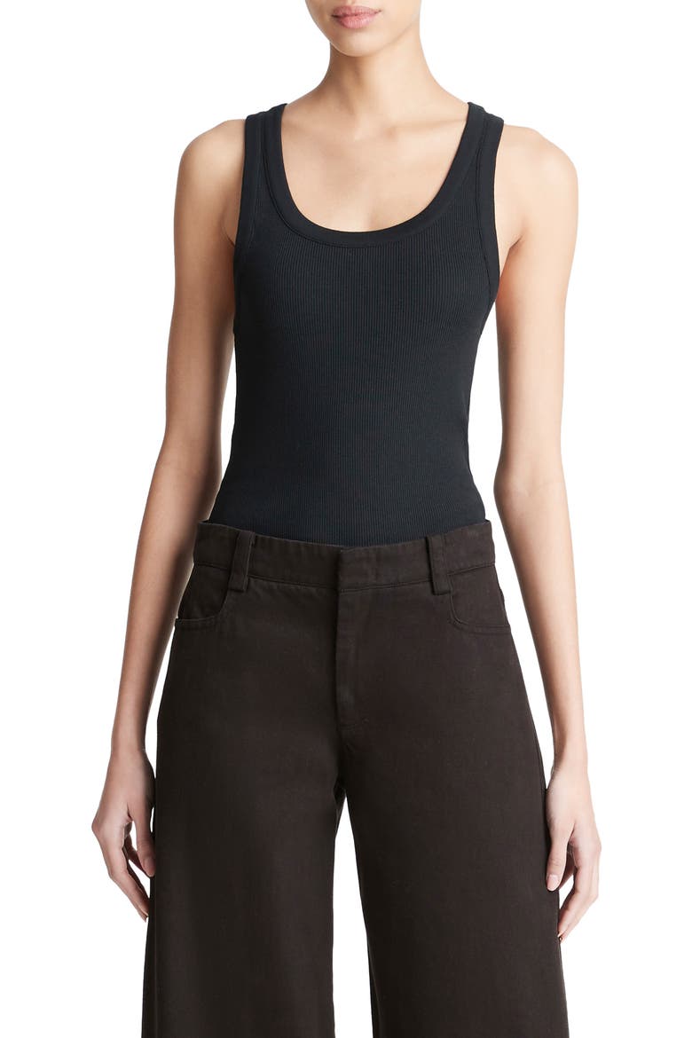 Scoop Neck Rib Tank, Main, color, BLACK